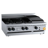 B+S K+ KBT-SB4-CBR3BM Combination Four Open Burners and 300mm Char Broiler Bench Mounted