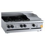 B+S K+ KBT-SB4-GRP3BM Combination Four Open Burners and 300mm Grill Plate Bench Mounted