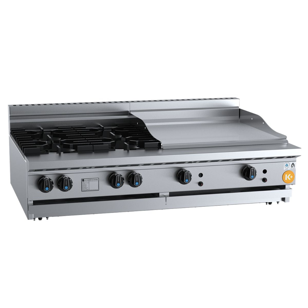 B+S K+ KBT-SB4-GRP6BM Combination Four Open Burners and 600mm Grill Plate Bench Mounted