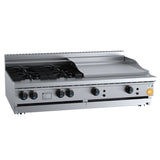 B+S K+ KBT-SB4-GRP6BM Combination Four Open Burners and 600mm Grill Plate Bench Mounted