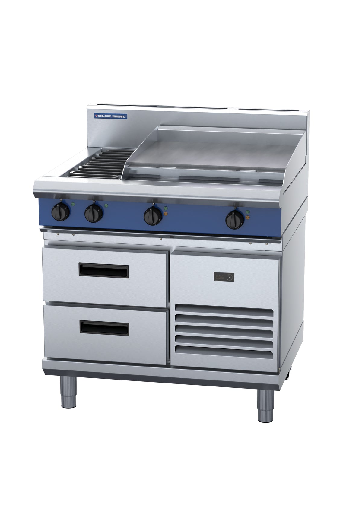 Blue Seal Evolution E516B-RB, 2 Element with 600mm Griddle Cooktop with Refrigerated Base