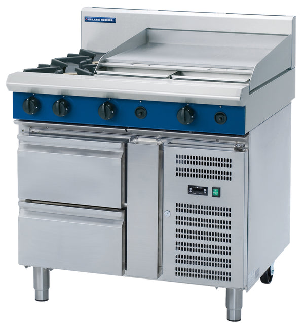 Blue Seal Evolution G516B-RB, 2 Burner with 600mm Griddle Cooktop with Refrigerated Base