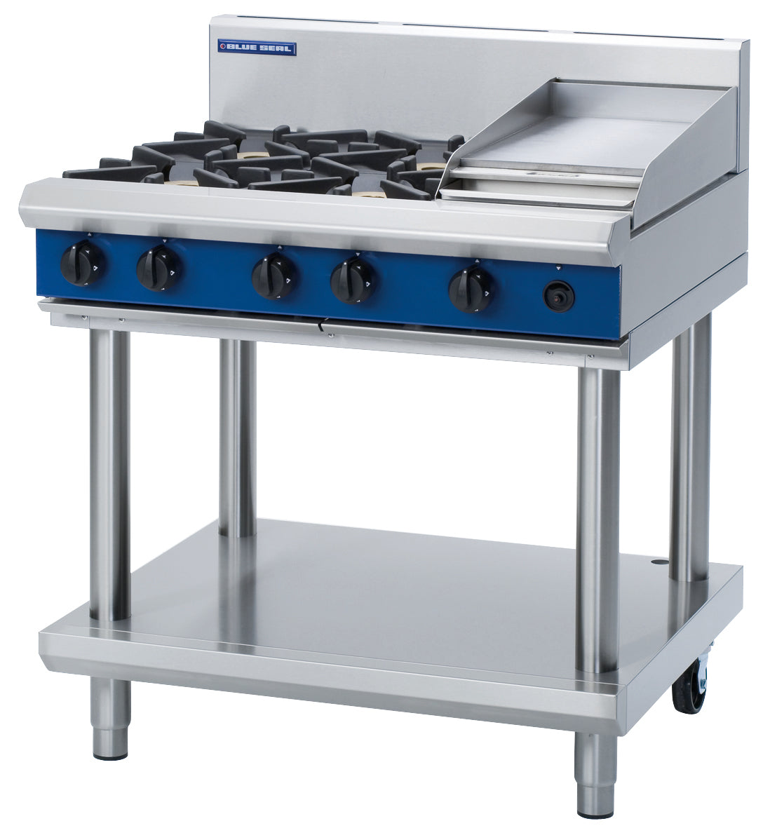 Blue Seal Evolution G516C-LS, 4 Burner with 300mm Griddle Cooktop with Leg Stand