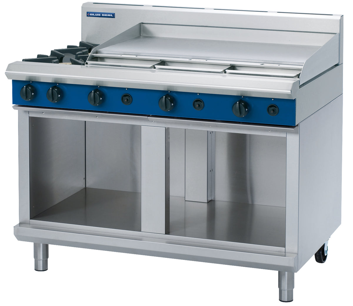 Blue Seal Evolution G518A-CB, 2 Burner with 900mm Griddle Cooktop with Cabinet Base