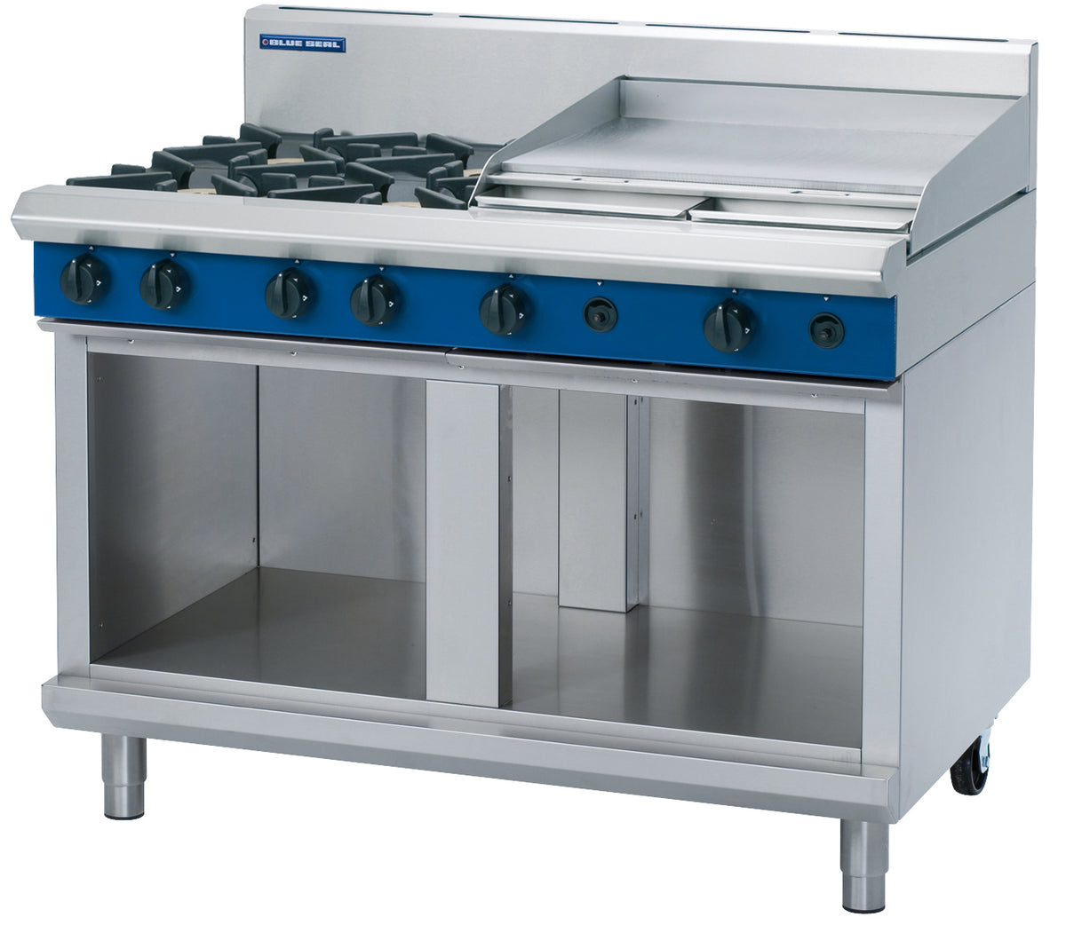 Blue Seal Evolution G518B-CB, 4 Burner with 600mm Griddle Cooktop with Cabinet Base