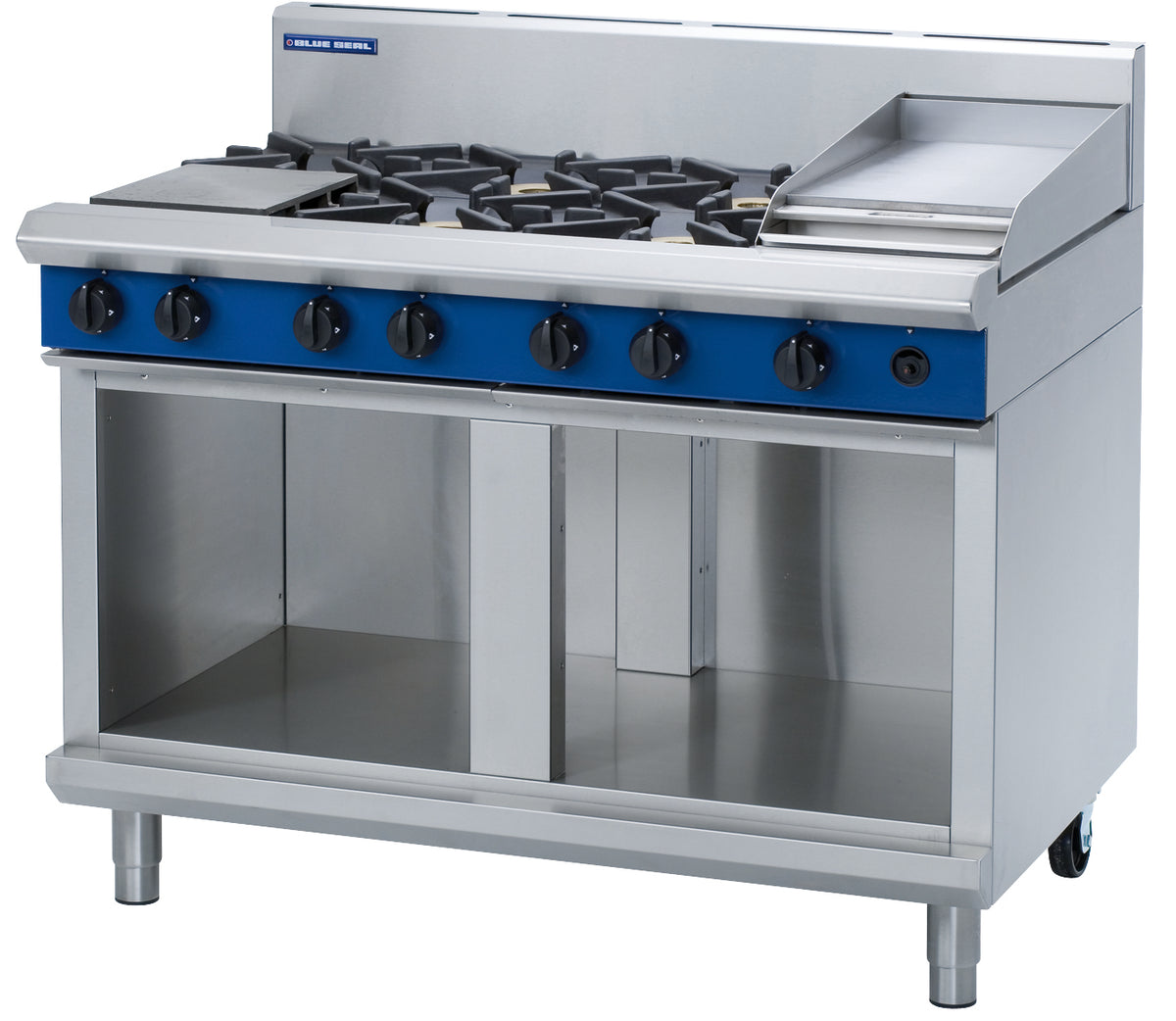 Blue Seal Evolution G518C-CB, 6 Burner with 300mm Griddle Cooktop with Cabinet Base