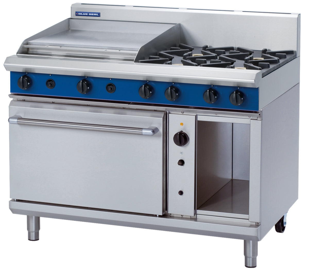 Blue Seal Evolution G58B, 4 Burner with 600mm Griddle Fan-Forced Oven Range