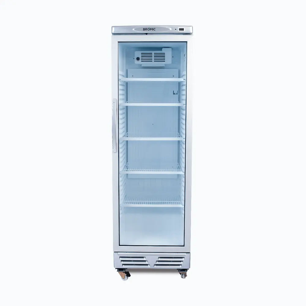 Bromic GM0374 Upright Display Fridge Flat Glass Door 372L