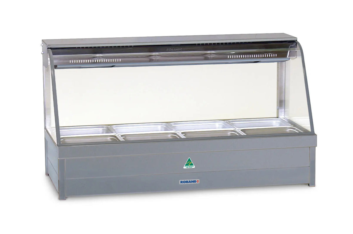 Roband C24 Curved Glass Hot Food Display Bar - No Doors - 8 x 1/2 size, double row
