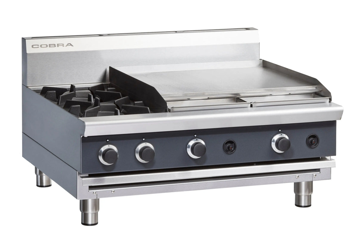 Cobra C9B-B, 2 Burner with 600mm Griddle Cooktop with Bench Base