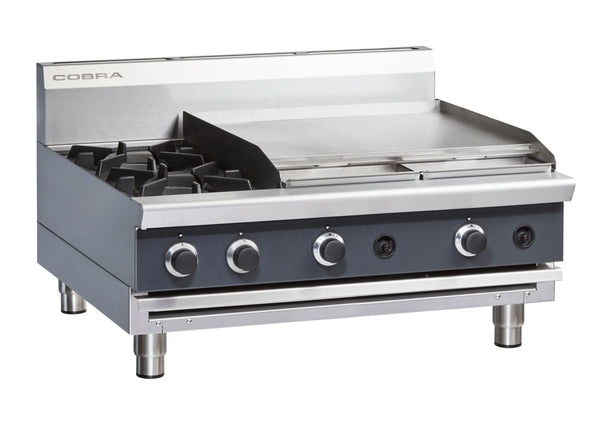Cobra C9B-B, 2 Burner with 600mm Griddle Cooktop with Bench Base
