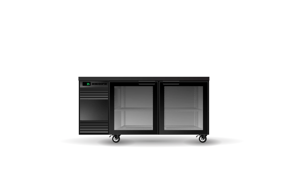 Skope CL.2.GSW.Tr, Tropical 2 Glass Swing Door CounterLine Remote Back Bar Fridge