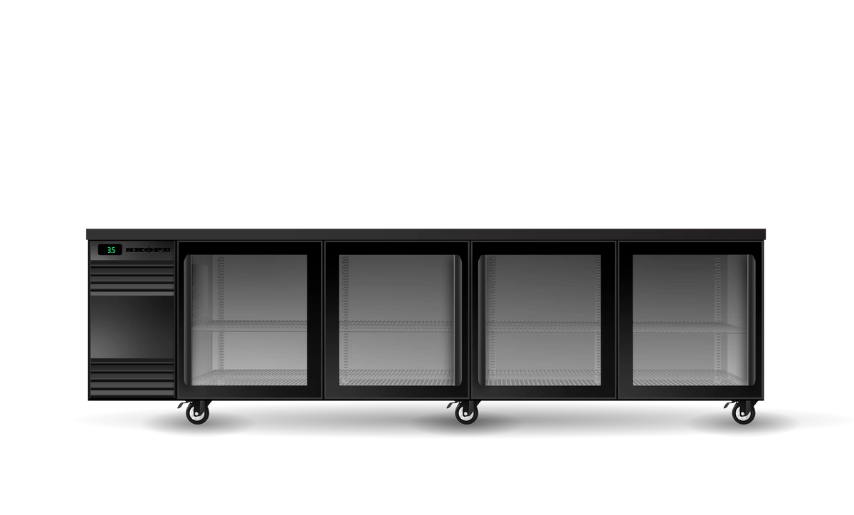 Skope CL.4.GSL, 4 Glass Sliding Door CounterLine Back Bar Fridge
