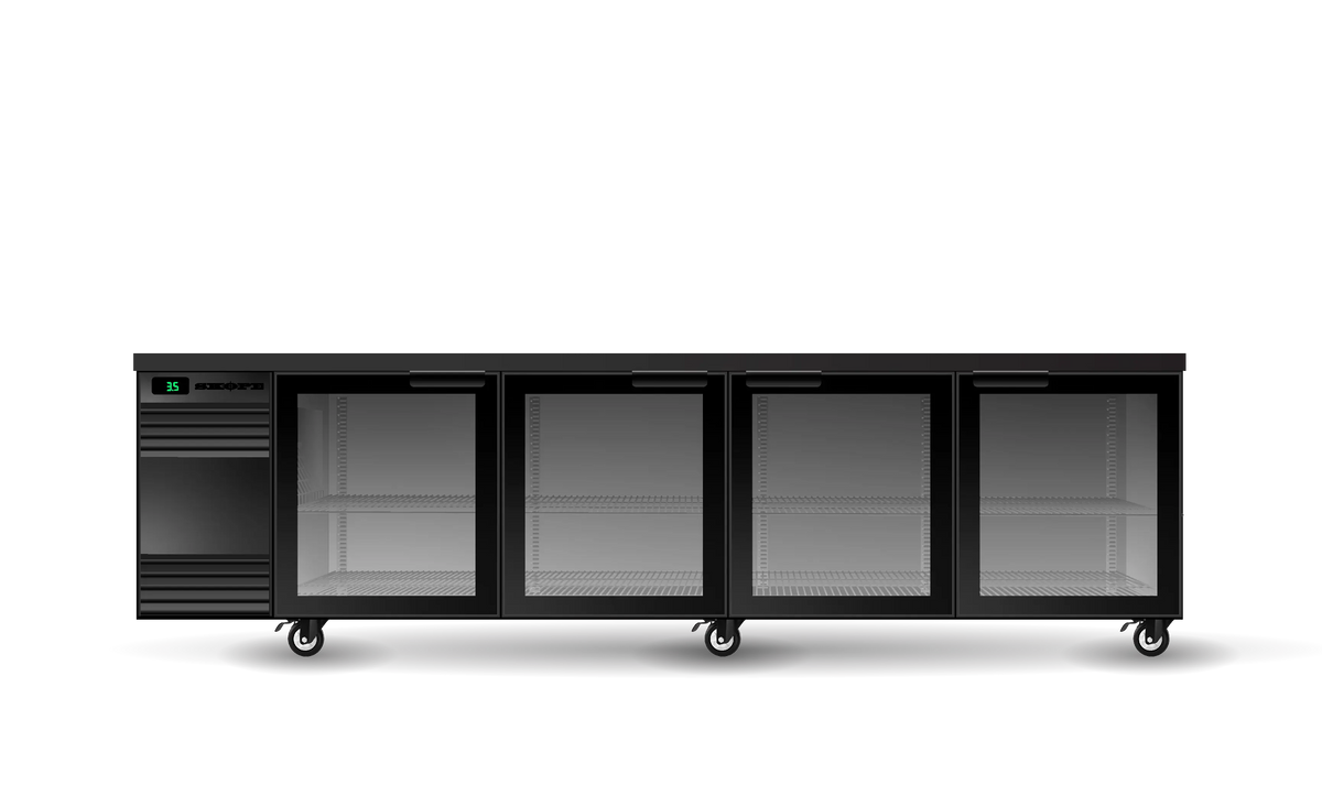 Skope CL.4.GSW.T, Tropical 4 Glass Swing Door CounterLine Back Bar Fridge