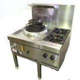 Goldstein CWA1B2, 1 Burner Air Cooled Chinese Wok with the Choice of a Heavy Duty Dual Ringed Burner, an Energy Efficient Mongolian Burner, or a Heavy Duty Duckbill Burner, along with 2 Extra Open Burners