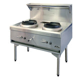 Goldstein CWA2, 2 Burner Air Cooled Chinese Wok with the Choice of a Heavy Duty Dual Ringed Burner, an Energy Efficient Mongolian Burner, or a Heavy Duty Duckbill Burner