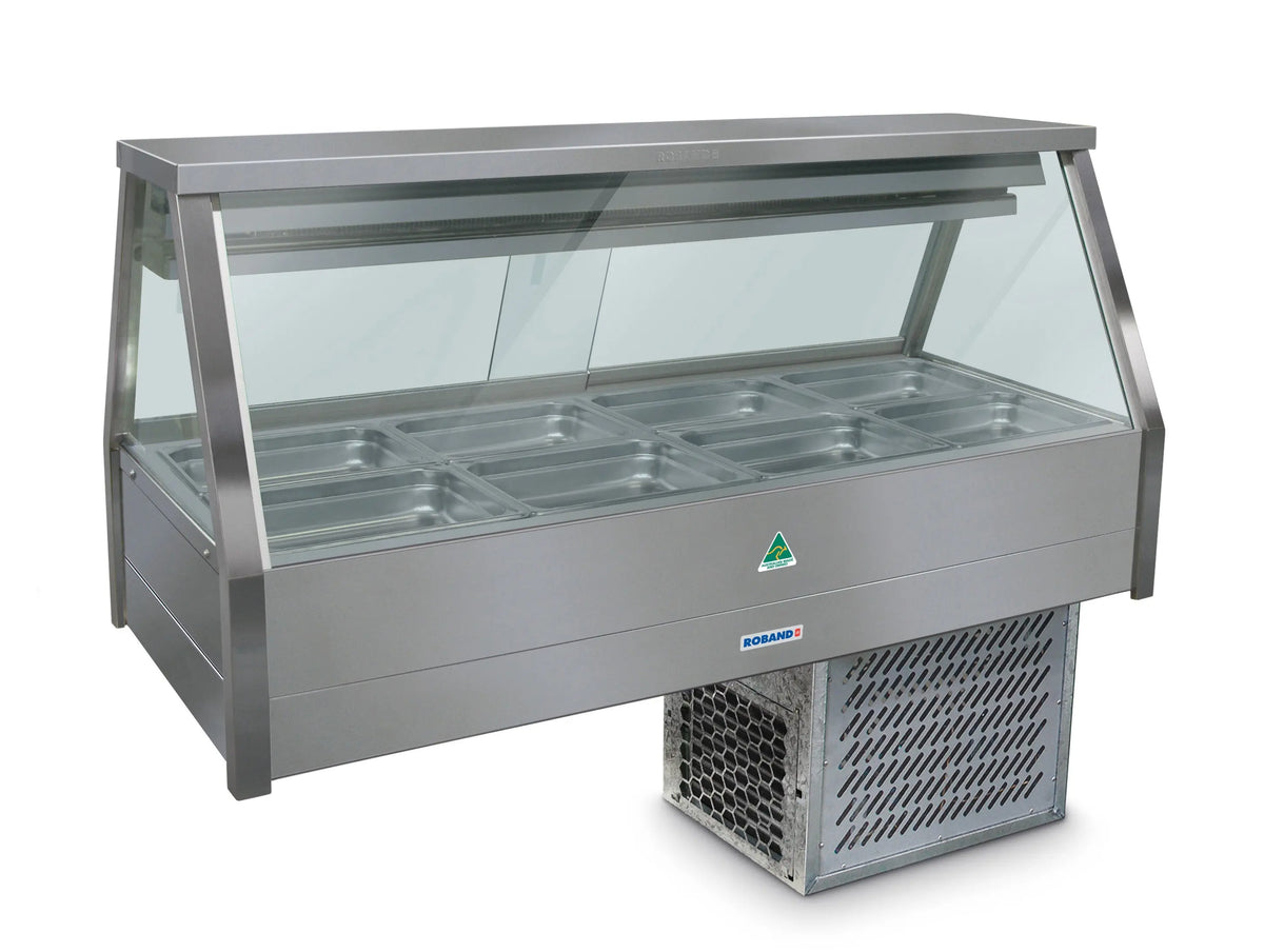 Roband ERX24RD Straight Glass Refrigerated Display Bar - REFRIGERATED COLD PLATE &amp; CROSS FIN COIL - 8 x 1/2 size, double row