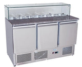 Atosa ESL3864, 3 Door Pizzatable Marble Top Saladette Prep Fridge 380L