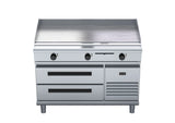 Waldorf 800 GPL8120E-RB, 1200mm Griddle Low Back Model with Refrigerated Base