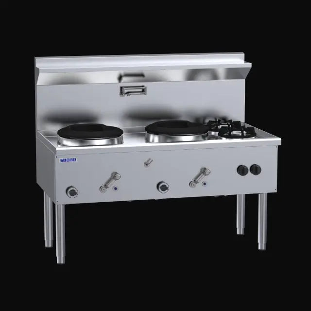 LUUS Waterless Wok WZ-2C2B, 1500mm 2 Chimney Wok 2 Open Burners