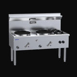 LUUS Waterless Wok WZ-2C2B, 1500mm 2 Chimney Wok 2 Open Burners