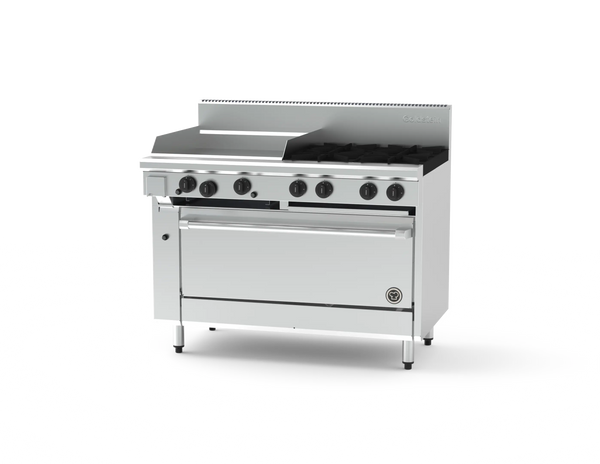 Goldstein 800 PF24G440-X, 4 Burner with 610mm Griddle Oven Range