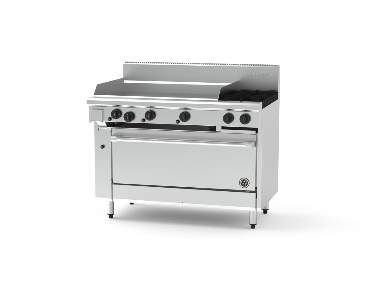 Goldstein 800 PF36G240-X, 2 Burner with 914mm Griddle Oven Range