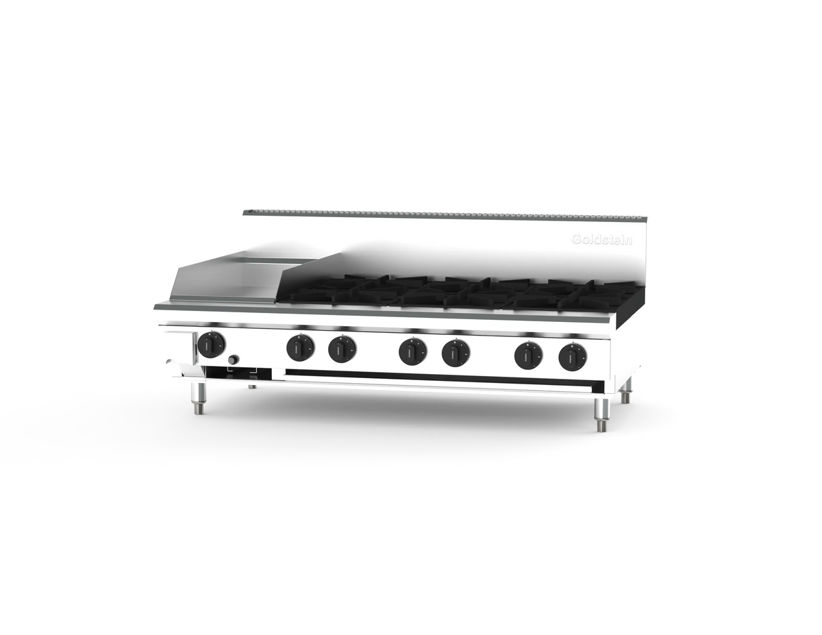 Goldstein 800 PFB12G6-X, 6 Burner with 305mm Griddle Cooktop