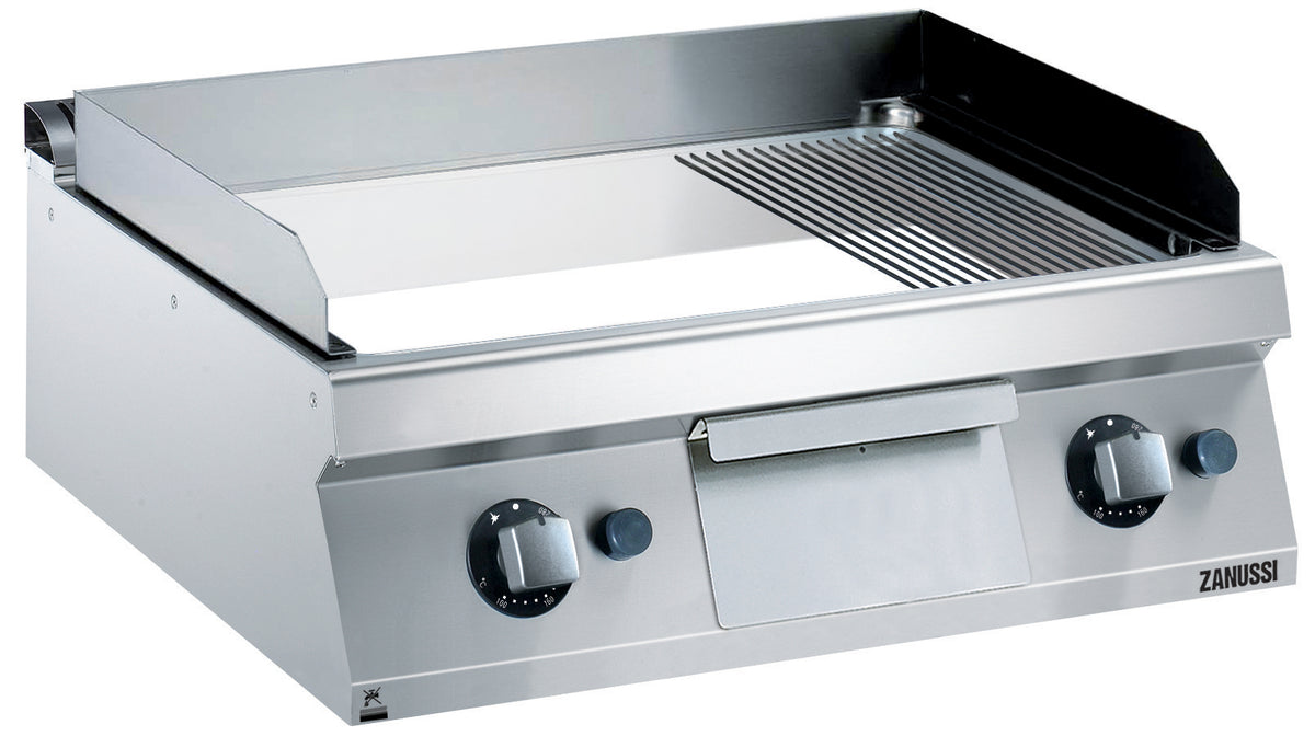 Zanussi EVO700 372041, 800mm Fry Top with 2/3 Smooth and 1/3 Ribbed Polished Chrome Plate