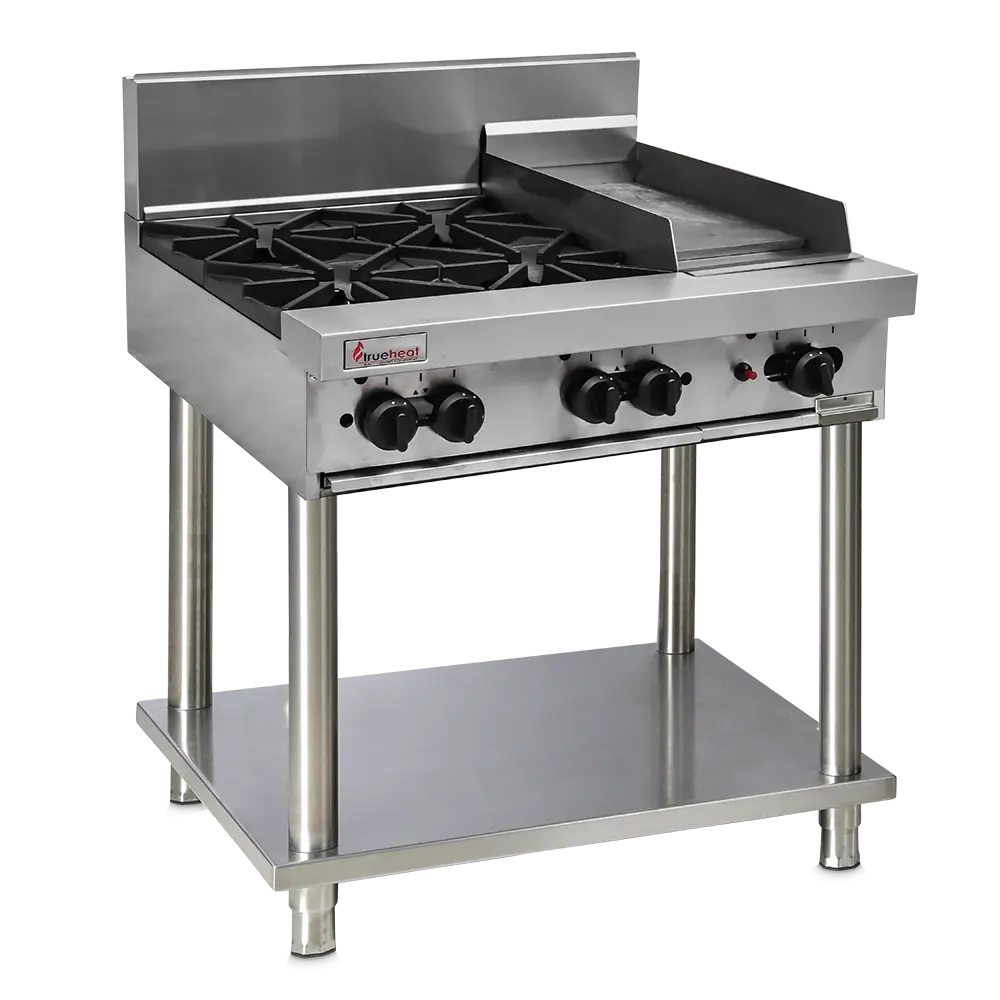 Trueheat RCT9-4-3G - 900mm Gas Cooktops with 4 Burners And 300mm Griddle Plate