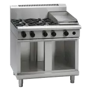 Waldorf 800 RNL8603G-RB, 4 Burner with 300mm Griddle Cooktop Low Back Model with Refrigerated Base