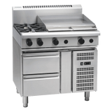 Waldorf 800 RN8606G-RB, 2 Burner with 600mm Griddle Cooktop with Refrigerated Base