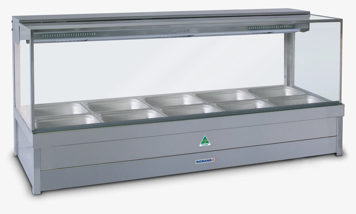 Roband S25 Square Glass Hot Food Display Bar - No Doors - 10 x 1/2 size, double row
