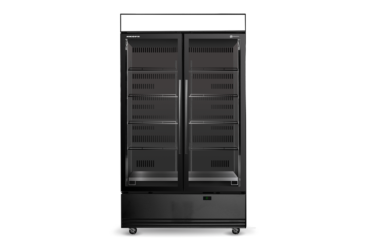 Skope ActiveCore SKB1200N-AC 2 Glass Door Display or Storage Fridge, Lit Sign