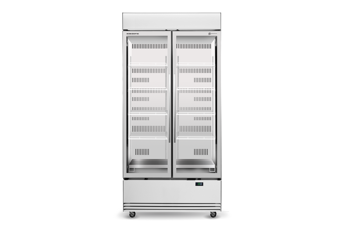 Skope ActiveCore SKB900N-AC 2 Glass Door Display or Storage Fridge, Lit Sign