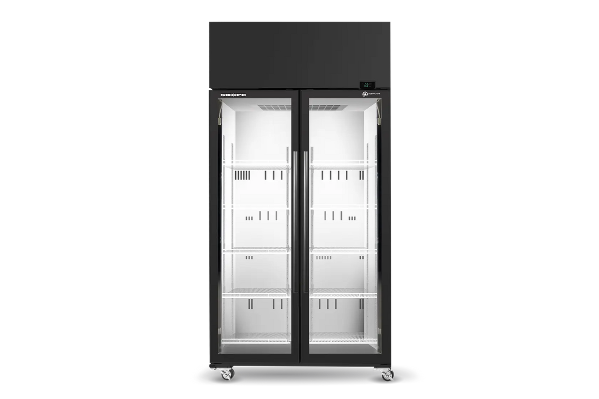 Skope SKT1000N-A 2 Glass Door Display or Storage Fridge - Black/White