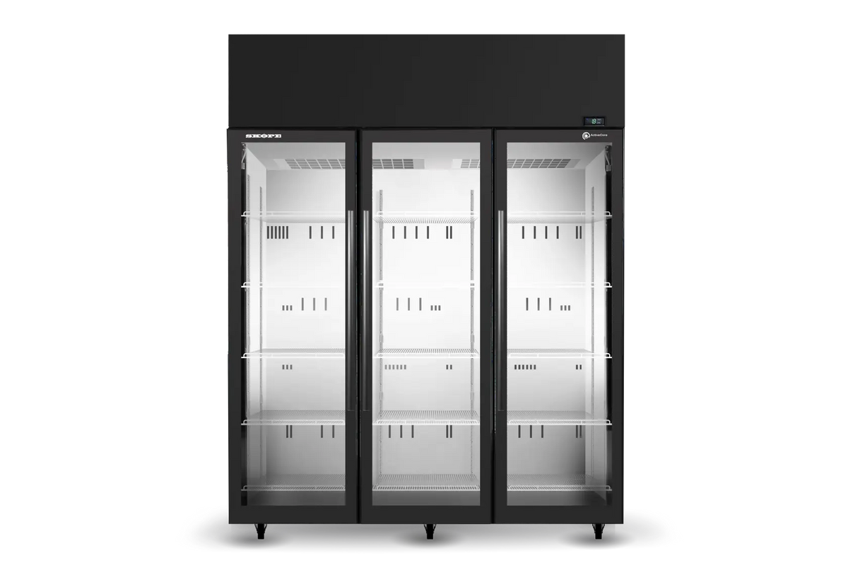 Skope SKT1500N-A 3 Glass Door Display or Storage Fridge - Black/White