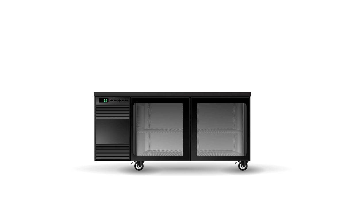 Skope SL.2.GSL, 2 Glass Sliding Door SlimLine Back Bar Fridge