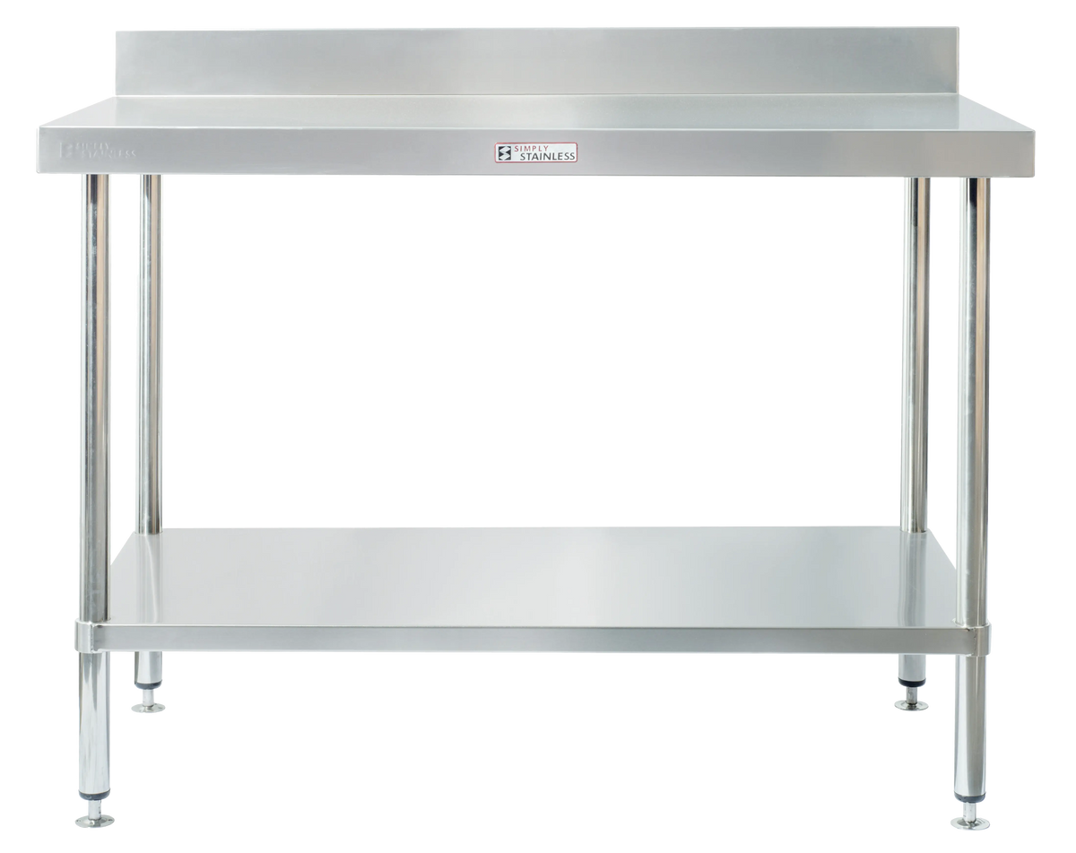 Simply Stainless SS02.7.0450 Work Bench with Splash back - 700 Series - with-undershelf - 450-mm