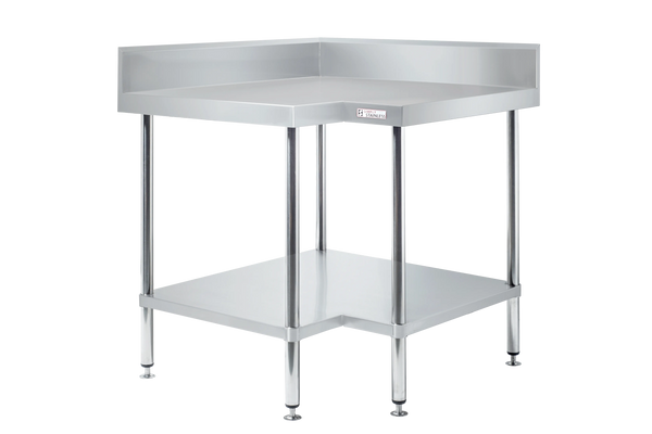 Simply Stainless Corner Bench with Splash back (600mm deep)