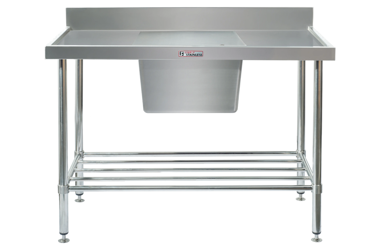 Simply Stainless SS05.7.0600 Wet bench with Single bowl sink - with-undershelf - centered-bowl - 600-mm