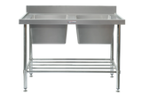 Simply Stainless SS06.1800LB Wet bench with Double bowl sink - 600 Series - with-leg-bracing - 1800-mm