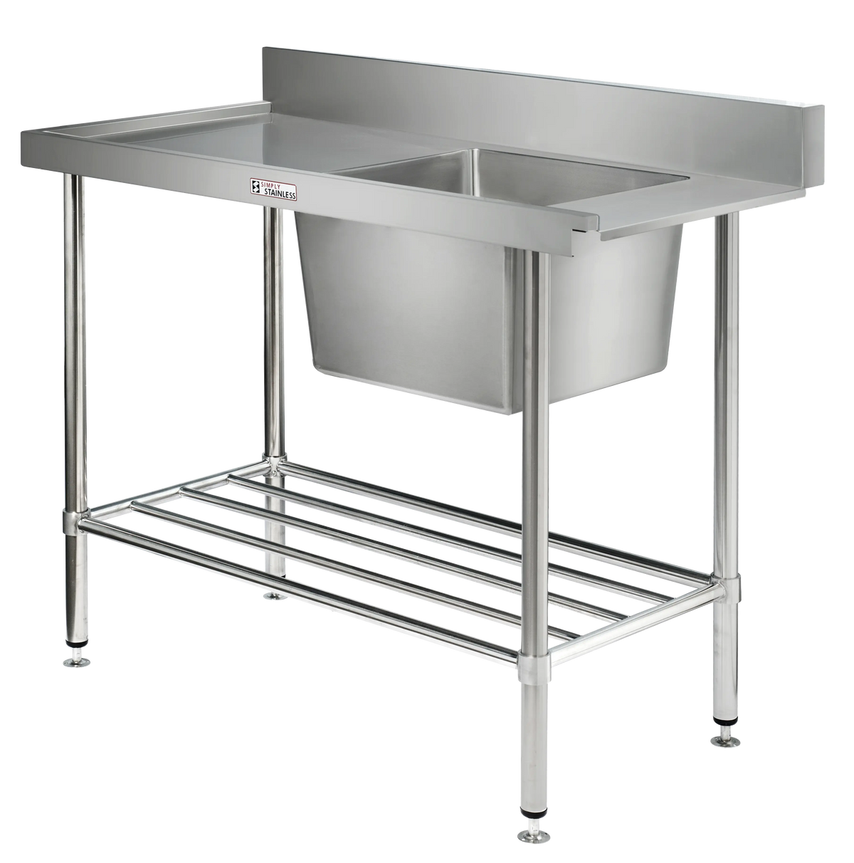 Simply Stainless SS08.1650R Dishwasher Inlet Bench with Single Sink - 600 Series - right-handed - 1650-mm