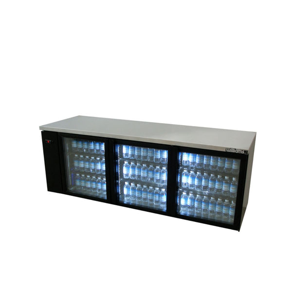 Williams Boronia HB3RGB Three Door Black Colorbond Remote Back Bar Counter Display Refrigerator