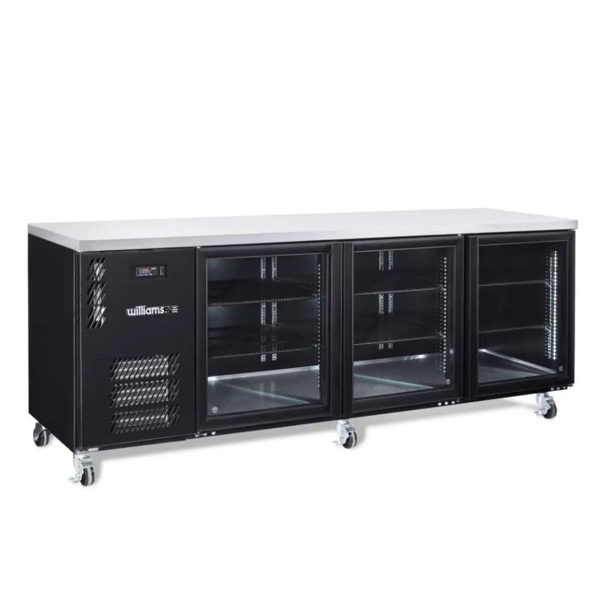 Williams Boronia HB3UGBHC Three Glass Door Back Bar in Black Colourbond (Replaces HB3UGB)