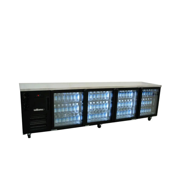 Williams Boronia HB4UGBHC Four Glass Door Back Bar in Black (Replaces HB4UGB)
