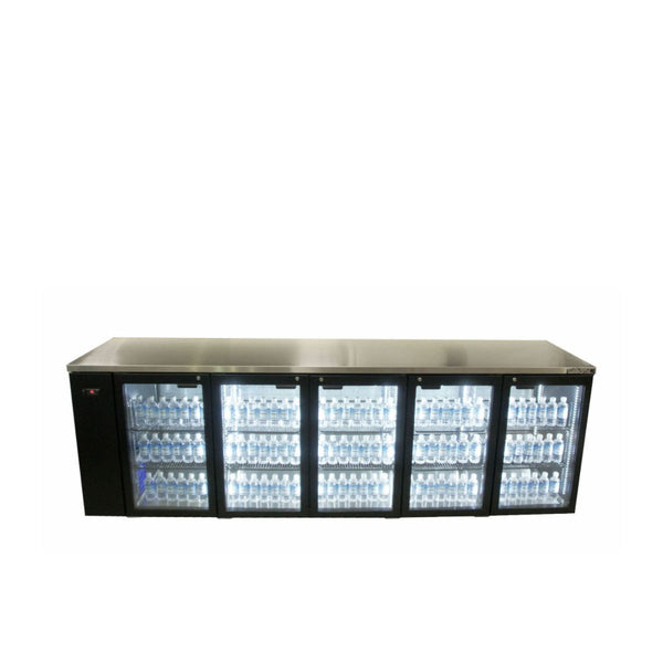 Williams Cameo HC5RGB Five Door Black Colorbond Remote Back Bar Counter Display Refrigerator