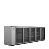 Williams Cameo HC5RGS Five Door Stainless Steel Remote Back Bar Counter Display Refrigerator