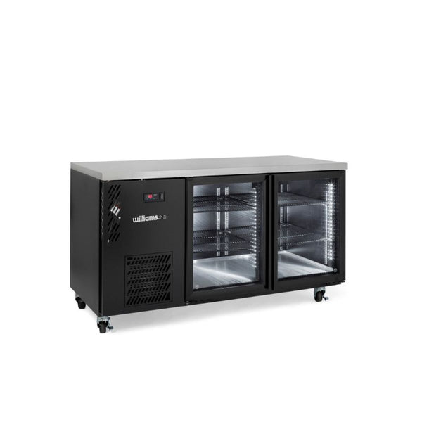 Williams Cameo Mini HCM2UGBHC Two Door Black Colorbond Under Counter Display Refrigerator