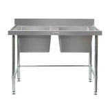 Simply Stainless SS06.1800LB Wet bench with Double bowl sink - 600 Series - with-leg-bracing - 1800-mm - image 2